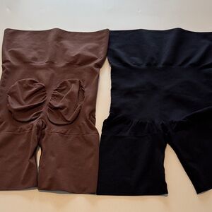 High-Waist Shaping Shorts - Black & Brown